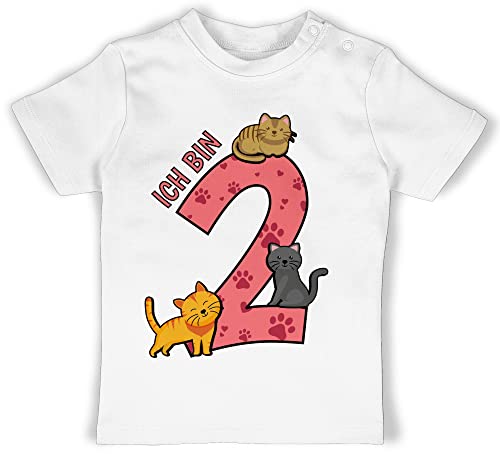 Baby T-Shirt Mädchen Jungen - 2. Geburtstag - Ich Bin 2-18/24 Monate - Weiß - Kleidung Jahre Tshirt 2.Geburtstag Schon t-Shirts Outfit Shirt Zwei Jahren Shirts Katzen Junge 2nd Birthday von Shirtracer