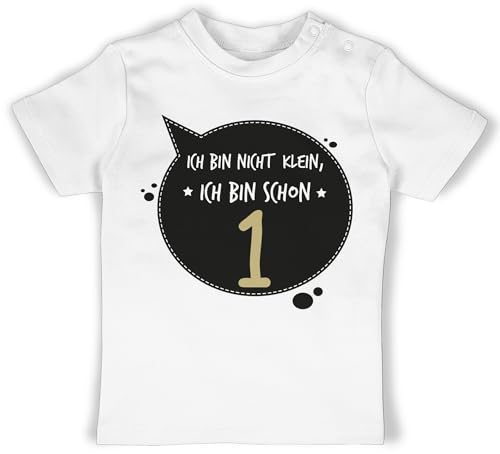 Baby T-Shirt Mädchen Jungen - 1. Geburtstag - Ich Bin Nicht klein, ich Bin Schon eins - 12/18 Monate - Weiß - geburtstagspullover 1 1.Geburtstag Outfit 1st t-Shirts Jahr Junge von Shirtracer