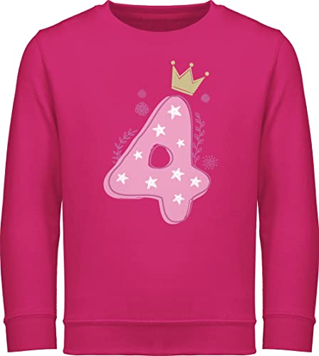 Sweatshirt Kinder Pullover für Jungen Mädchen - 4. Geburtstag - Vierter - 116 (5/6 Jahre) - Fuchsia - geburtstagspullover 4 jahre kindershirt langarm vier krone pulli geburtstags 4.geburtstag von Shirtracer