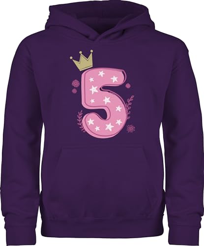 Kinder Hoodie Jungen Mädchen - 5. - Fünfter Geburtstag - 128 (7/8 Jahre) - Lila - kindergeschenke 5 jahre pullover fünf zahl pullis geburtstags 5.geburtstag ich bin pulli geschenk für jähriges von Shirtracer