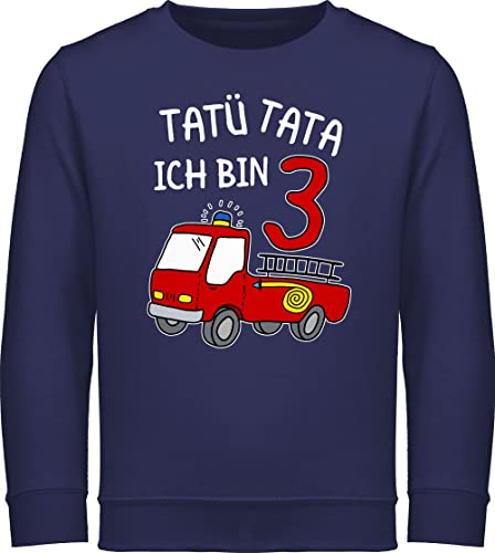 Sweatshirt Kinder Pullover für Jungen Mädchen - Tatü Tata Ich bin drei Feuerwehrauto - 116 (5/6 Jahre) - Navy Blau - geburtstagspullover junge 3 three feuerwehr 3. geburtstag winterpullover jetzt von Shirtracer