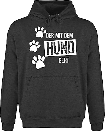 Shirtracer Hoodie Herren Pullover Männer - Geschenk für Hundebesitzer - Der mit dem Hund geht - 3XL - Anthrazit meliert - hundesprueche Kapuzenpullover Hunde. jh001 Dogs Kapuzenshirt haustierhoodie von Shirtracer