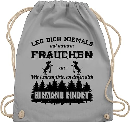 Turnbeutel Rucksack - Taschen - Leg dich niemals mit meinem Frauchen an - Hundebesitzerin Lustig Geschenk Geschenke Hunde Frauchen Hundeliebhaberin - Unisize - Hellgrau - tasche hundebesitzer hunden von Shirtracer