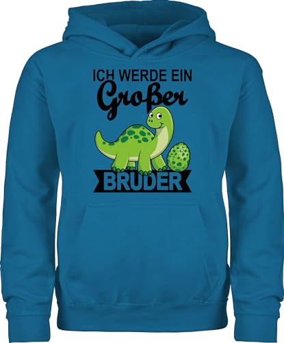 Shirtracer Kinder Hoodie Jungen Mädchen - Ich werde EIN großer Bruder mit Dinos - 116 (5/6 Jahre) - Himmelblau - Big bro Brother Pullover Jungs große brüder grosser reitpullover 2025 du wirst von Shirtracer