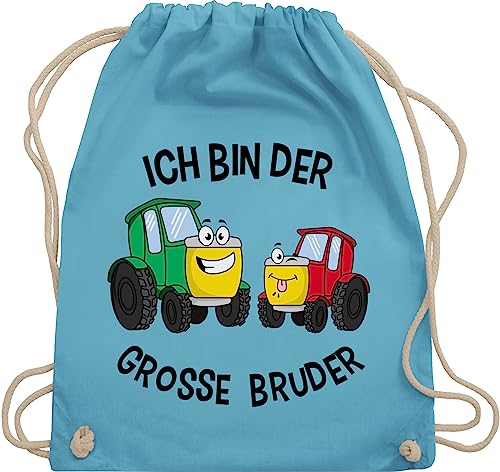 Shirtracer Turnbeutel Rucksack - Großer - Taschen - Ich bin der grosse Bruder Traktor - Unisize - Hellblau - geschenk brüder grosser big brother große stoffrucksack geschenke für großen grossen von Shirtracer