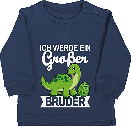 Shirtracer Baby Pullover Jungen Mädchen - Ich werde EIN großer Bruder mit Dinos - 18/24 Monate - Navy Blau - pullis Grosse brüder Big Brother Pulli großen für Sweatshirt große Bin grosser verkündung von Shirtracer