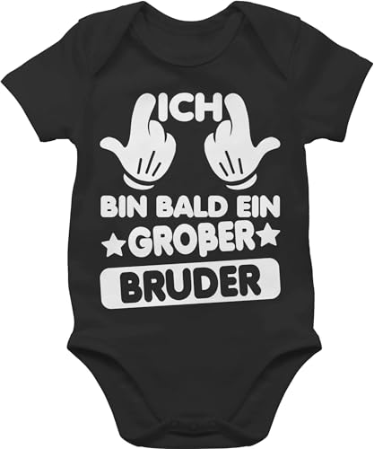 Shirtracer Baby Body Junge Mädchen - Ich bin bald ein großer Bruder - 12/18 Monate - Schwarz - grosse brüder werde strampler neugeborene grosser bodys große bodies 2023 babybody größeren babysachen von Shirtracer