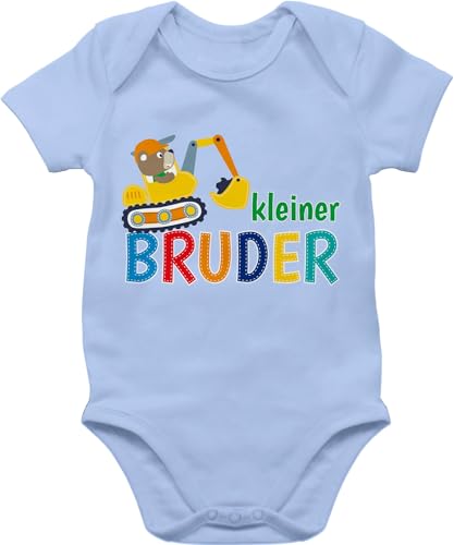 Shirtracer Baby Body Junge Mädchen - Kleiner Bruder Baggermotiv I Geschenk kleiner Bruder - 3/6 Monate - Babyblau - für kleinen little brother outfit lil bro bagger bodys kleidung brüder 2024 kleine von Shirtracer