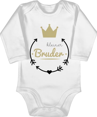 Baby Body langarm Mädchen Junge - Kleiner Bruder - 3/6 Monate - Weiß - geschenk geburt little brother kleinen babybody babysachen lil bro kleine strampler brüder 2024 babybodys für von Shirtracer