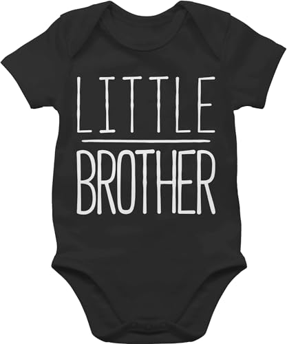 Baby Body Junge Mädchen - Kleiner Bruder - Little Brother - 3/6 Monate - Schwarz - kleine lil bro strampler kurzarm outfit kleinen babybody brüder 2024 geschenk babybuddy babysachen baby-body von Shirtracer