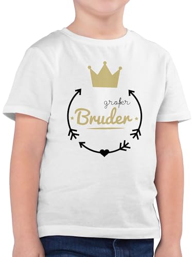 Kinder T-Shirt Jungen - Großer Bruder - Krone - 116 (5/6 Jahre) - Weiß - geschwisterkind Geschenk Geburt Big Brother Tshirt große brüder bro Shirt Oberteile Geschwister Bruder Grosse Shirts von Shirtracer