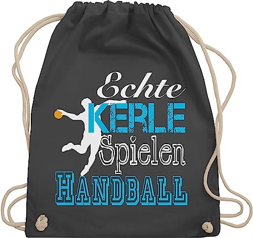 Turnbeutel Rucksack - EM 2026 Trikot Ersatz - Echte Kerle Spielen Handball weiß - Unisize - Dunkelgrau - geschenke handballbeutel handballer jungs beutel sportbeutel kinderturnbeutel hanball jungen von Shirtracer