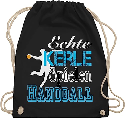 Turnbeutel Rucksack - WM 2023 Trikot Ersatz - Echte Kerle Spielen Handball weiß - Unisize - Schwarz - geschenke kinderturnbeutel handballer jungs beutel sportbeutel hanball jungen turnbuetel sport von Shirtracer