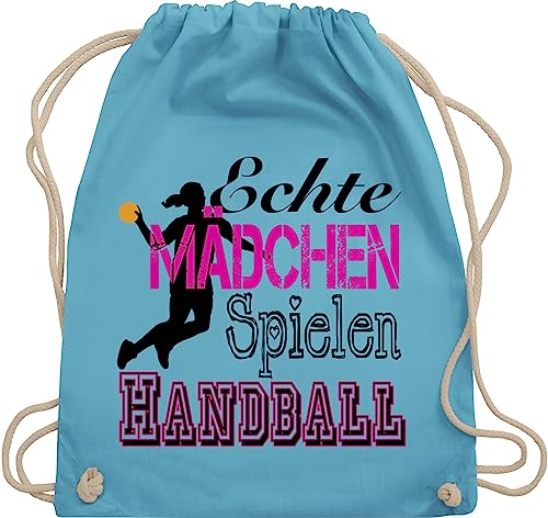 Turnbeutel Rucksack - WM 2023 Trikot Ersatz - Echte Mädchen Spielen Handball - Unisize - Hellblau - beachhandball stoffbeutel kordelzug beutel sportsack sportbeutel turntasche beuteltasche bag von Shirtracer