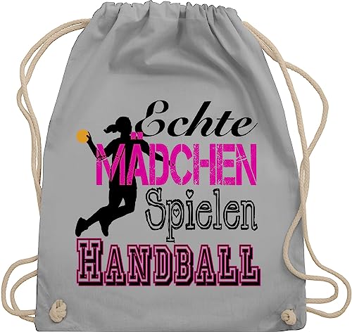 Turnbeutel Rucksack - WM 2023 Trikot Ersatz - Echte Mädchen Spielen Handball - Unisize - Hellgrau - turn beutel handball. stoffbeutel handball, stoffturnbeutel handballer geschenke trainingsbeutel von Shirtracer