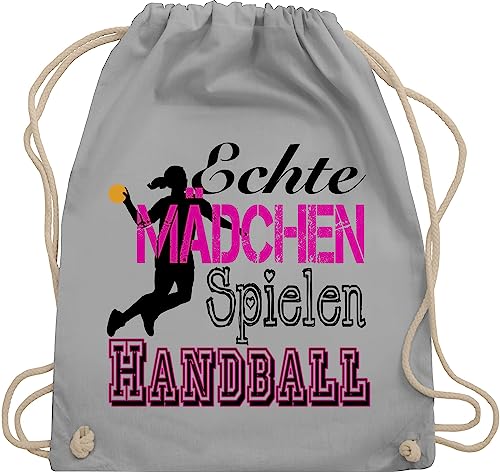 Shirtracer Turnbeutel Rucksack - WM 2023 Trikot Ersatz - Echte Mädchen Spielen Handball - Unisize - Hellgrau - beutel handball. juterucksack handball, stoffbeutel handballer geschenke stoffturnbeutel von Shirtracer