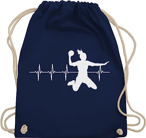 Turnbeutel Rucksack - WM 2023 Trikot Ersatz - Handball Herzschlag für Damen - Unisize - Navy Blau - halbball juterucksäcke geschenke handballerinnen beutel hanball sportbeutel handball. von Shirtracer