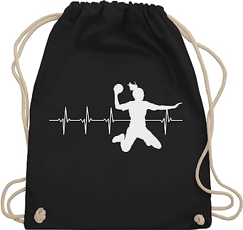 Turnbeutel Rucksack - WM 2023 Trikot Ersatz - Handball Herzschlag für Damen - Unisize - Schwarz - handballerinnen geschenk handballbeutel handballer handballerin beutel geschenke kinderturnbeutel von Shirtracer