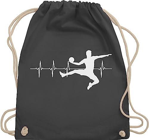 Shirtracer Turnbeutel Rucksack - WM 2023 Trikot Ersatz - Handball Herzschlag für Herren - Unisize - Dunkelgrau - handball. stoffbeutel kordelzug handball, kinderturnbeutel handballer geschenke gymbag von Shirtracer