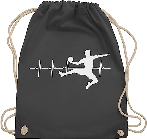 Turnbeutel Rucksack - WM 2023 Trikot Ersatz - Handball Herzschlag für Herren - Unisize - Dunkelgrau - handballbeutel handballer stoffbeutel kinderturnbeutel hanball trainingsbeutel beutel halbball von Shirtracer