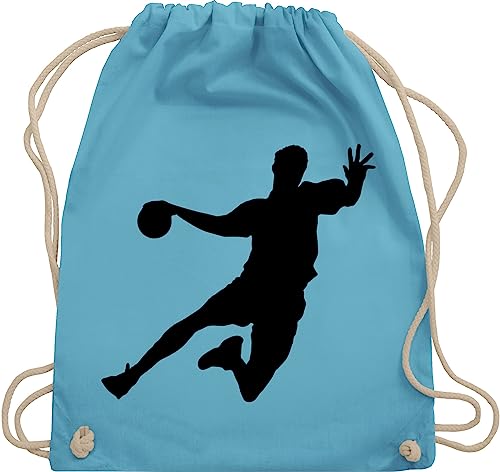 Turnbeutel Rucksack - Handball WM 2023 Trikot Ersatz - Handballer - Unisize - Hellblau - baumwolle beutel geschenke gym bags turnsackerl turnen tasche sport taschen bag rucksäcke stofftasche kordel von Shirtracer