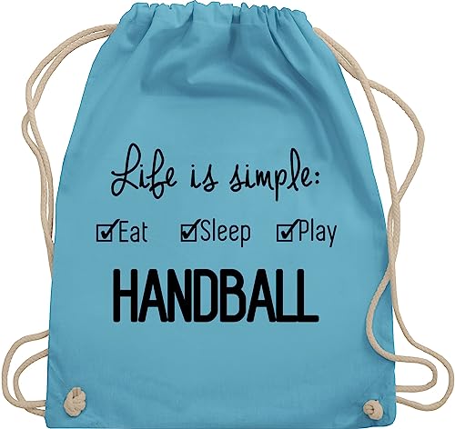 Shirtracer Turnbeutel Rucksack - WM 2023 Trikot Ersatz - Life is simple Handball - Unisize - Hellblau - tasche handball, beutel handballer geschenke rucksäcke beachhandball stoffturnbeutel hanball von Shirtracer