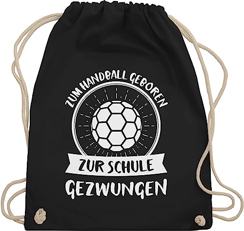 Turnbeutel Rucksack - WM 2023 Trikot Ersatz - Zum Handball geboren zur Schule gezwungen - Unisize - Schwarz - kinderturnbeutel handballer beutelrucksäcke beutel hanball geboren.. stoffbeutel sport von Shirtracer