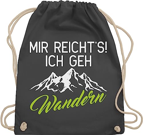 Turnbeutel Rucksack - Hobby Outfit - Mir reicht's ich geh wandern - Unisize - Dunkelgrau - wandergeschenk sportbeutel läufer laufsport berg beutel wandergeschenke joggen laufen berge stoffrucksack von Shirtracer
