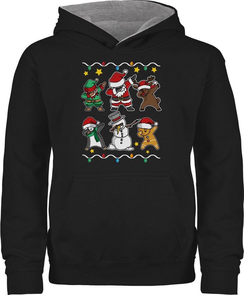 Shirtracer Hoodie Dabbing Weihnachtsfiguren Schneemann Weihnachtsmann Rentier Weihnachten Kleidung Kinder von Shirtracer