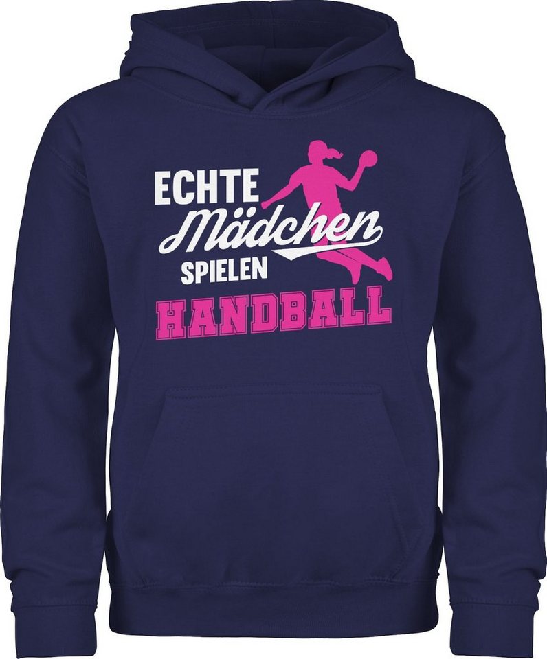 Shirtracer Hoodie Echte Mädchen spielen Handball weiß / fuchsia Kinder Sport Kleidung von Shirtracer