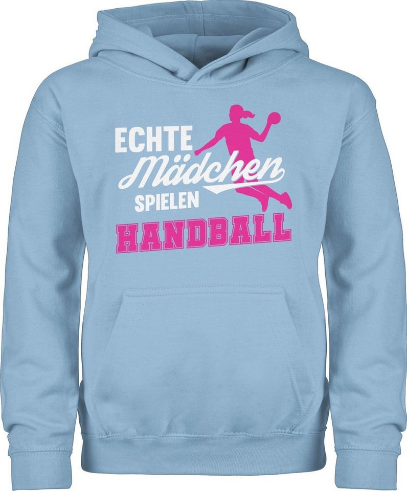 Shirtracer Hoodie Echte Mädchen spielen Handball weiß / fuchsia Kinder Sport Kleidung von Shirtracer