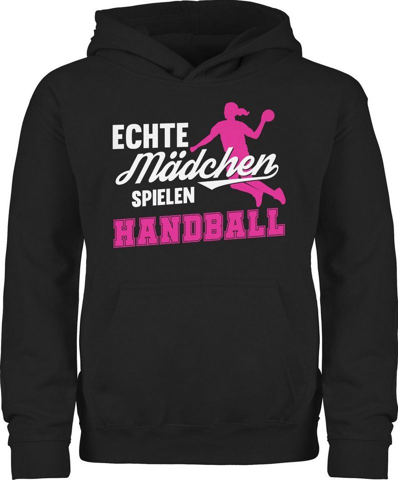 Shirtracer Hoodie Echte Mädchen spielen Handball weiß / fuchsia Kinder Sport Kleidung von Shirtracer