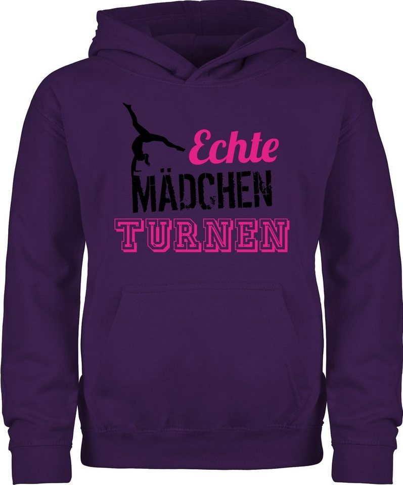 Shirtracer Hoodie Echte Mädchen turnen fuchsia - schwarz Kinder Sport Kleidung von Shirtracer