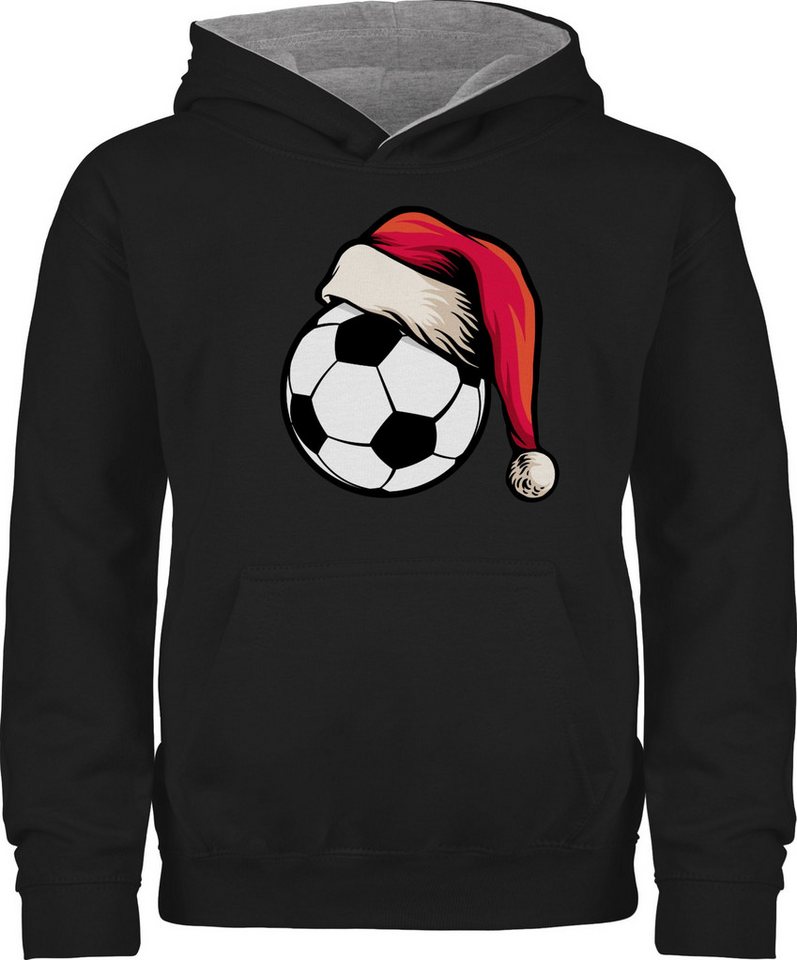 Shirtracer Hoodie Fußball mit Weihnachtsmütze I Geschenk Weihnachten Fußball Weihnachten Kleidung Kinder von Shirtracer