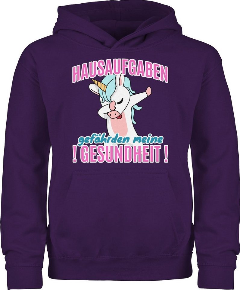 Shirtracer Hoodie Hausaufgaben gefährden meine Gesundheit Einhorn Einschulung Mädchen von Shirtracer