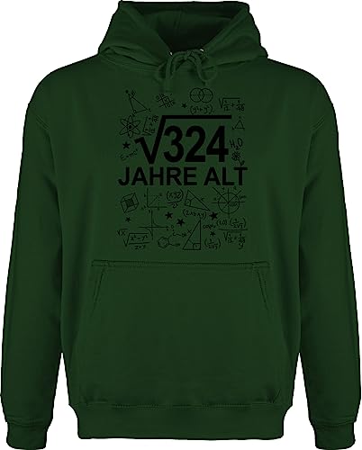 Hoodie Herren Pullover Männer - 18. Geburtstag - (Wurzel 324) Achtzehn Jahre alt schwarz - XXL - Dunkelgrün - 18 Wurzel Kapuzenpullover sprüche Gamer zocker 324 Pulli jähriger Junge Geschenk von Shirtracer