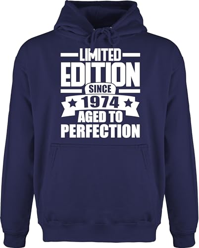 Shirtracer Hoodie Herren Pullover Männer - 50. Geburtstag - Limited Edition Since 1974 Aged to Perfection - weiß - XL - Navy Blau - Geschenk 50 zum Geschenk+50+Geburtstag Geschenke 50.Ten Jahre von Shirtracer