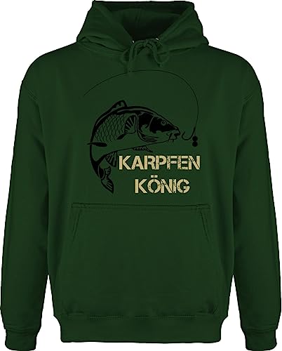 Shirtracer Hoodie Herren Pullover Männer - Angler Geschenke & Angeln Zubehör - Karpfen König - 3XL - Dunkelgrün - Geschenk Pulli fischen pullis Fischerei Kapuzenpulli angelmotiv jh001 Fischer von Shirtracer