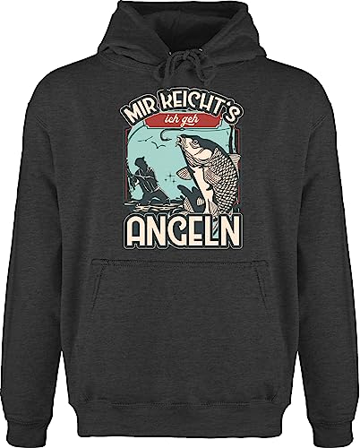 Shirtracer Hoodie Herren Pullover Männer - Angler Geschenke & Zubehör - Mir reicht's ich GEH Angeln - 3XL - Anthrazit meliert - Hoddy Angel- pullis Fisch kaputzenpuloverer Fischer Kapuzenpullover von Shirtracer