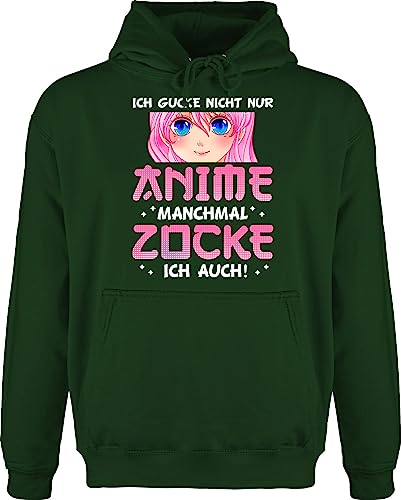 Hoodie Herren Pullover Männer - Geschenke - Ich gucke nicht nur Anime manchmal zocke ich auch Junge - M - Dunkelgrün - oberteile geschenk+anime manga hoodies zocken pullis guck oberteil herr von Shirtracer