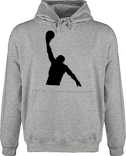 Shirtracer Hoodie Herren Pullover Männer - Basketball Trikot Ersatz Training - Basketballer Wurf - L - Grau meliert - korbball Fun-Kapuzenpullover Fun-Sweatshirts Hoody Pulli jh001 Kapuzenpullover von Shirtracer