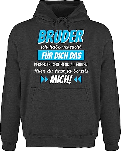 Hoodie Herren Pullover Männer - Bruder Ich habe versucht für dich das Geschenk zu finden - L - Anthrazit meliert - geschenke brüder bruder, hoodies brother seinen schenken bruderherz perfekte von Shirtracer