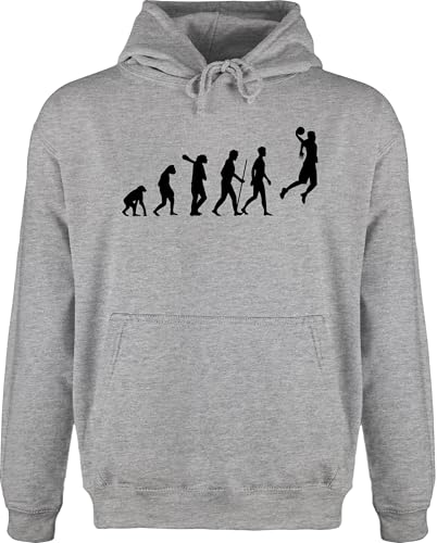 Hoodie Herren Pullover Männer - Entwicklung und Outfit - Basketball Evolution - 3XL - Grau meliert - Pulli Basketballer Hoody Erwachsene basketballspiel jh001 Training Kapuzenpullover von Shirtracer