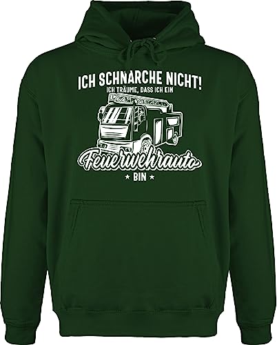 Shirtracer Hoodie Herren Pullover Männer - Feuerwehr - Ich schnarche Nicht ich träume DASS ich EIN Feuerwehrauto Bin weiß - XXL - Dunkelgrün - Geschenk mit Feuerwehrauto. Man Pulli feuerwehrgeschenk von Shirtracer