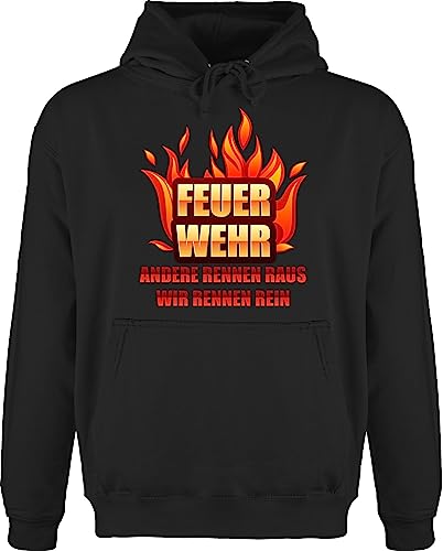 Hoodie Herren Pullover Männer - Feuerwehr - andere rennen raus wir rennen rein - 3XL - Schwarz - pulli feuerwehrgeschenk hoody feuerwehrmann kapuzenpullover feuerwehrgeschenkartikel kleidung von Shirtracer