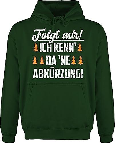 Hoodie Herren Pullover Männer - Wandern - Folgt mir! Ich kenn' da 'ne Abkürzung! - XXL - Dunkelgrün - wanderer wander kapuzenpullover wandertag abkürzung geschenke wanderfreunde kenne den weg von Shirtracer