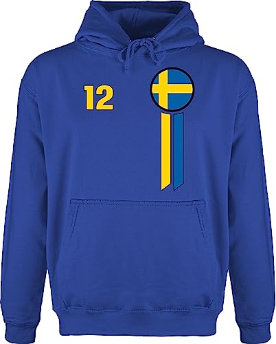 Shirtracer Hoodie Herren Pullover Männer - Fußball EM WM - 12. Mann Schweden Emblem - XXL - Royalblau - Europameisterschaft 2024 Fussball Pulli fu Ball jh001 em- Fanartikel Hoody em24 von Shirtracer