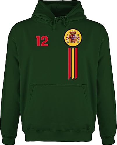 Shirtracer Hoodie Herren Pullover Männer - Fußball EM WM - 12. Mann Spanien Emblem - L - Dunkelgrün - Europameisterschaft 2024 Hoody em- Fanartikel Kleidung em24 Fussball fu Ball von Shirtracer