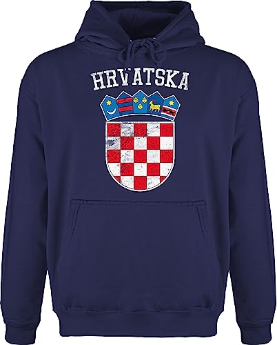 Shirtracer Hoodie Herren Pullover Männer - Fußball EM WM - Kroatien Krallenspuren - M - Navy Blau - kroatischer Hoody Kroatien+Pullover Fussball kroatische Kapuzenpullover Kroatien+Fanartikel von Shirtracer