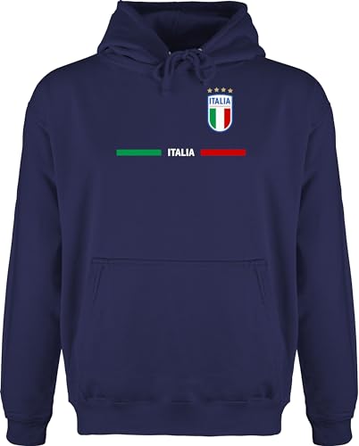 Hoodie Herren Pullover Männer - Fußball EM WM - Italien Trikot Wappen | Italia mit Stolz | Italienisches Fan-Motiv - 3XL - Navy Blau - fussball kleidung europameisterschaft italy pulli fu ball von Shirtracer